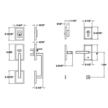 EAGH310DLUS4 Rockwell Premium Zenia Solid Brass Entry Door Handle Set with Delta Lever in Brushed Brass Finish for 5-1/2" Double Bore